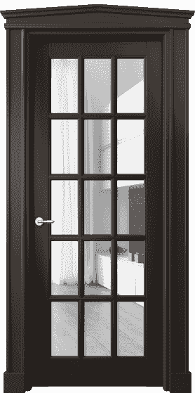 Дверь межкомнатная 6311 БАН Прозрачное стекло. Цвет Бук антрацит. Материал Массив бука эмаль. Коллекция Toscana Grigliato. Картинка.