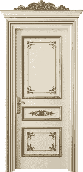 Дверь межкомнатная 6503 БМЦПА. Цвет Бук марципановый золотой антик. Материал Массив бука эмаль с патиной золото античное. Коллекция Imperial. Картинка.
