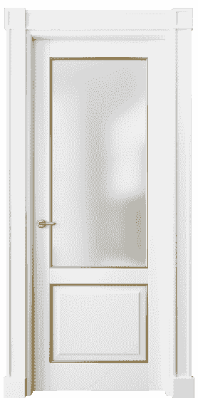 Дверь межкомнатная 6302 ББЛП САТ. Цвет Бук белоснежный с позолотой. Материал  Массив бука эмаль с патиной. Коллекция Toscana Plano. Картинка.
