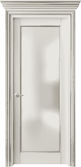 Дверь межкомнатная 6202 БМБС САТ. Цвет Бук молочно-белый с серебром. Материал  Массив бука эмаль с патиной. Коллекция Royal. Картинка.