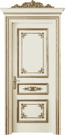 Дверь межкомнатная 6503 БМБЗА. Цвет Бук молочно-белый золотой антик. Материал Массив бука эмаль с патиной золото античное. Коллекция Imperial. Картинка.