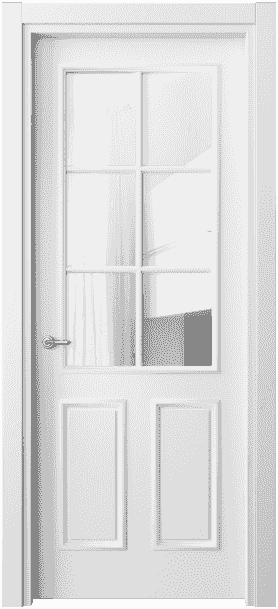 Дверь межкомнатная 8132 МБЛ Прозрачное стекло. Цвет Матовый белоснежный. Материал Гладкая эмаль. Коллекция Paris. Картинка.