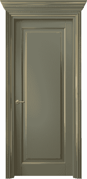 Дверь межкомнатная 6201 БОТП. Цвет Бук оливковый тёмный с позолотой. Материал  Массив бука эмаль с патиной. Коллекция Royal. Картинка.