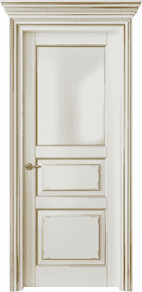 Дверь межкомнатная 6232 БЖМЗ САТ. Цвет Бук жемчуг с золотом. Материал  Массив бука эмаль с патиной. Коллекция Royal. Картинка.