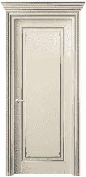 Дверь межкомнатная 6201 БМЦС. Цвет Бук марципановый с серебром. Материал  Массив бука эмаль с патиной. Коллекция Royal. Картинка.
