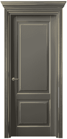 Дверь межкомнатная 6211 БКЛСП. Цвет Бук классический серый с позолотой. Материал  Массив бука эмаль с патиной. Коллекция Royal. Картинка.