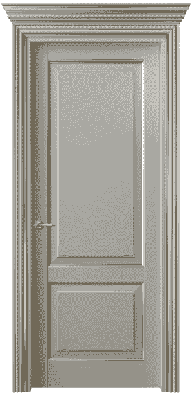 Дверь межкомнатная 6211 БНСРП. Цвет Бук нейтральный серый с позолотой. Материал  Массив бука эмаль с патиной. Коллекция Royal. Картинка.