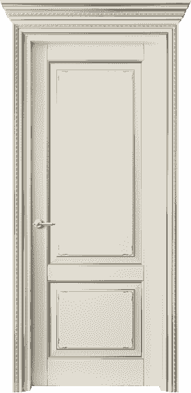 Дверь межкомнатная 6211 БМБС. Цвет Бук молочно-белый с серебром. Материал  Массив бука эмаль с патиной. Коллекция Royal. Картинка.