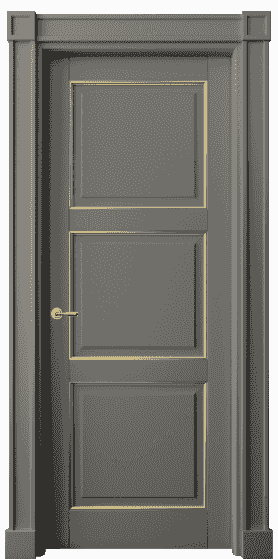 Дверь межкомнатная 6309 БКЛСП. Цвет Бук классический серый с позолотой. Материал  Массив бука эмаль с патиной. Коллекция Toscana Plano. Картинка.