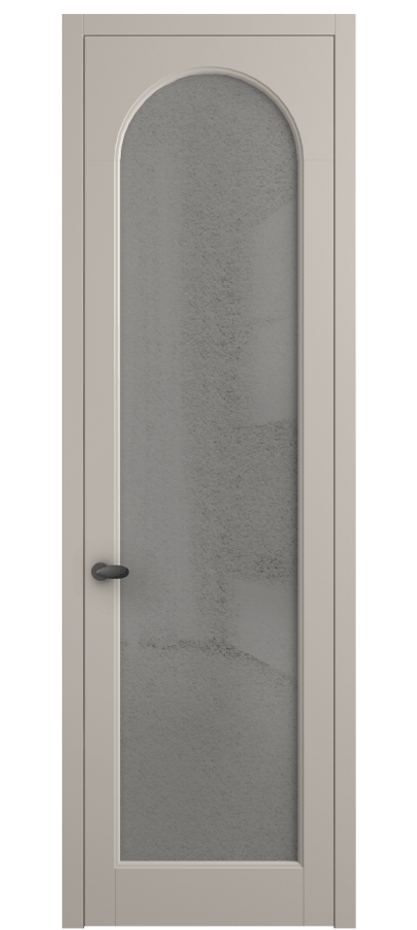 Межкомнатная дверь Палаццо 6804 Матовый светло-бежевый Фактурное серое стекло "Лёд", триплекс Цена 103029 ₽ | Volhovec