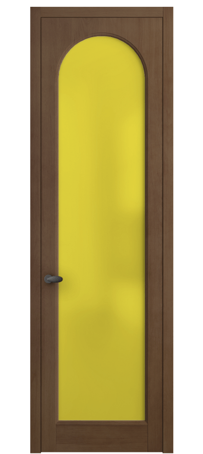 Межкомнатная дверь Palazzo 6804 Бук тёмный матовый Сатинированное жёлтое стекло, триплекс Цена 121279 ₽ | Volhovec