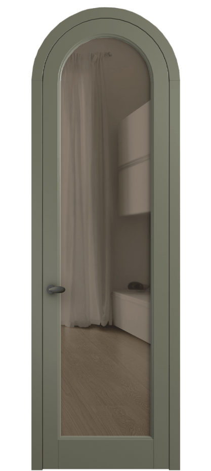 Межкомнатная дверь Палаццо 6814 Матовый оливковый тёмный Прозрачное бронзовое стекло, триплекс Цена 128259 ₽ | Volhovec