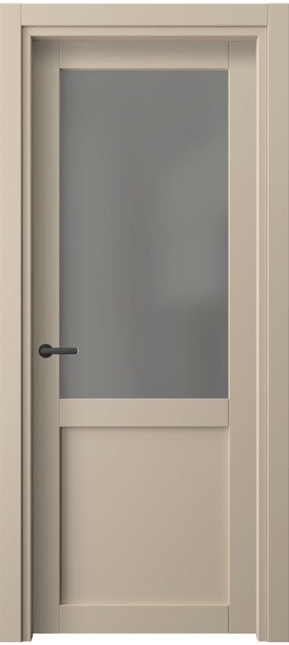 Межкомнатная дверь Нео 2122 ПЭТ светло-бежевый Сатинированное серое стекло, триплекс Цена 31699 ₽ | Volhovec