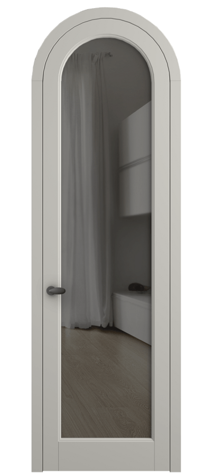 Межкомнатная дверь Палаццо 6814 Матовый тёплый серый Прозрачное серое стекло, триплекс Цена 125159 ₽ | Volhovec