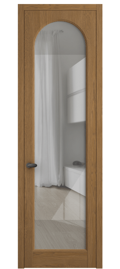 Межкомнатная дверь Палаццо 6804 Дуб пряный матовый Рефлективное прозрачное стекло "Стопсол", калёное Цена 156229 ₽ | Volhovec