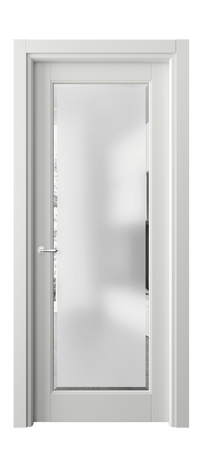 Межкомнатная дверь Тоскана Ромбо 6300 Матовый светло-серый Сатинированное стекло с фацетом Цена 94299 ₽ | Volhovec