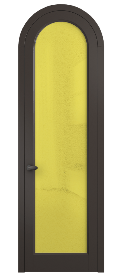 Межкомнатная дверь Палаццо 6814 Матовый антрацит Фактурное жёлтое стекло "Лёд", триплекс Цена 131159 ₽ | Volhovec
