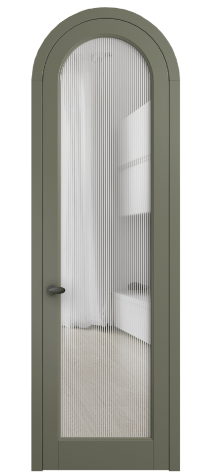 Межкомнатная дверь Palazzo 6814 Матовый оливковый тёмный Рифлёное стекло "Дюна", триплекс Цена 131159 ₽ | Volhovec