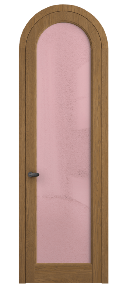 Межкомнатная дверь Palazzo 6814 Дуб пряный матовый Фактурное розовое стекло "Лёд", триплекс Цена 212349 ₽ | Volhovec