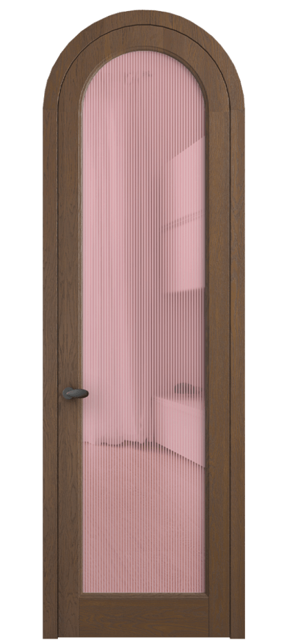 Межкомнатная дверь Палаццо 6814 Дуб каштановый матовый Рифлёное розовое стекло "Дюна", триплекс Цена 216649 ₽ | Volhovec
