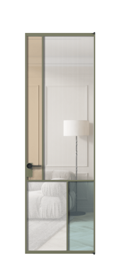 Межкомнатная дверь Mosaic АЛПЛ041.20 Алюминий оливковый тёмный Комбинация стекол Группы 1 и Группы 3 Цена 171870 ₽ | Volhovec
