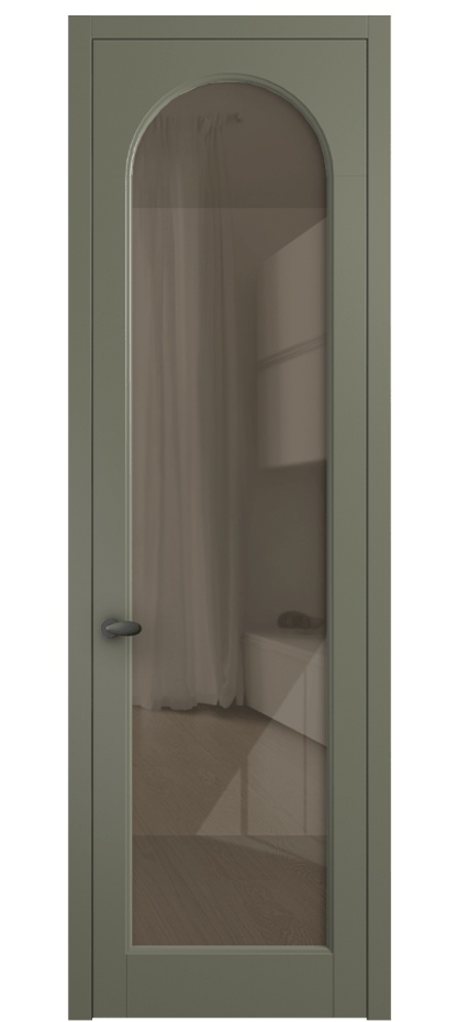 Межкомнатная дверь Палаццо 6804 Матовый оливковый тёмный Рефлективное бронзовое стекло "Стопсол", калёное Цена 105029 ₽ | Volhovec