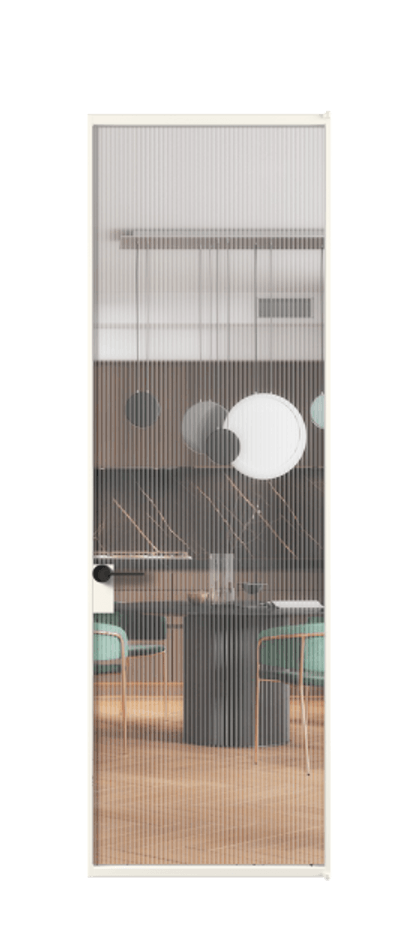 Алюминиевая дверь АЛПЛ040.01 Алюминий пудровый белый Рифлёное стекло "Moru", триплекс Цена 124670  | Volhovec