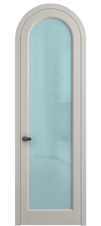 Межкомнатная дверь Палаццо 6814 Матовый облачно-серый Фактурное голубое стекло "Лёд", триплекс Цена 131159 ₽ | Volhovec