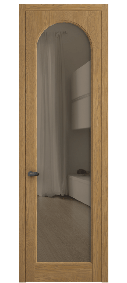 Межкомнатная дверь Палаццо 6804 Дуб солнечный матовый Прозрачное бронзовое стекло, триплекс Цена 152529 ₽ | Volhovec