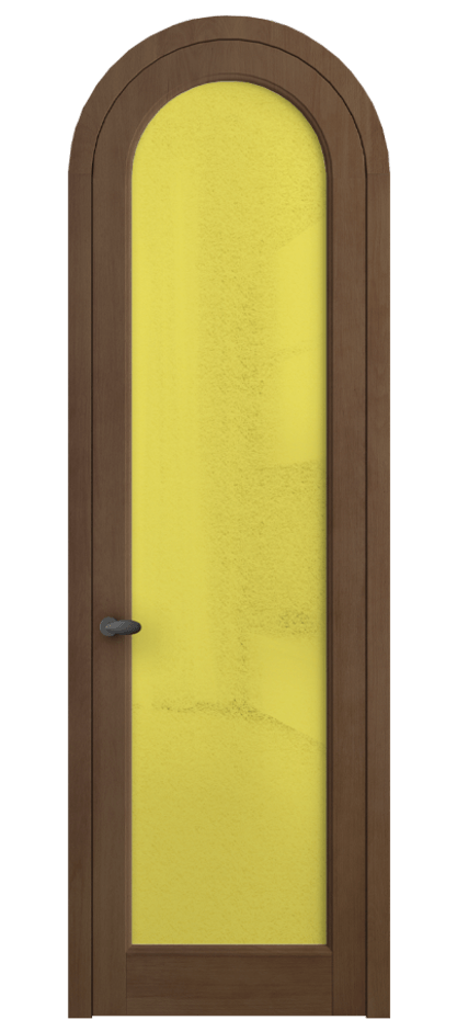 Межкомнатная дверь Palazzo 6814 Бук тёмный матовый Фактурное жёлтое стекло "Лёд", триплекс Цена 177739 ₽ | Volhovec