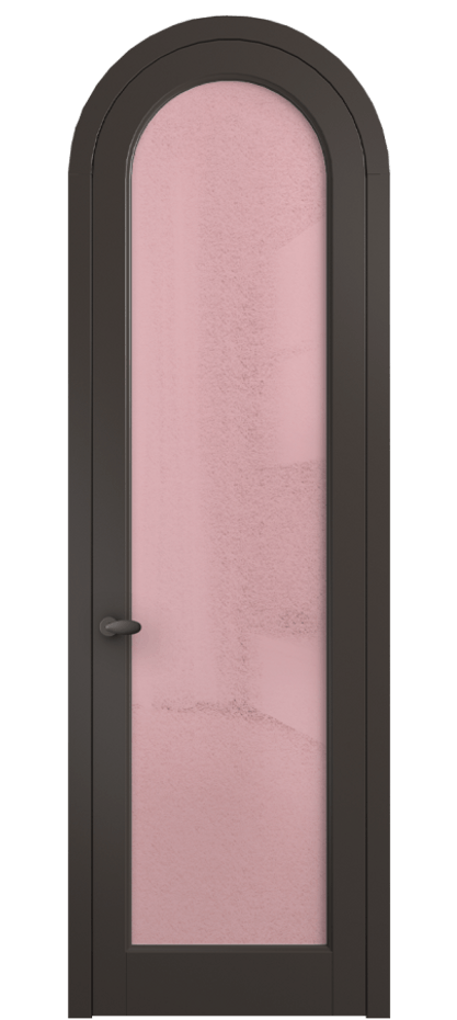 Межкомнатная дверь Палаццо 6814 Матовый антрацит Фактурное розовое стекло "Лёд", триплекс Цена 131159 ₽ | Volhovec