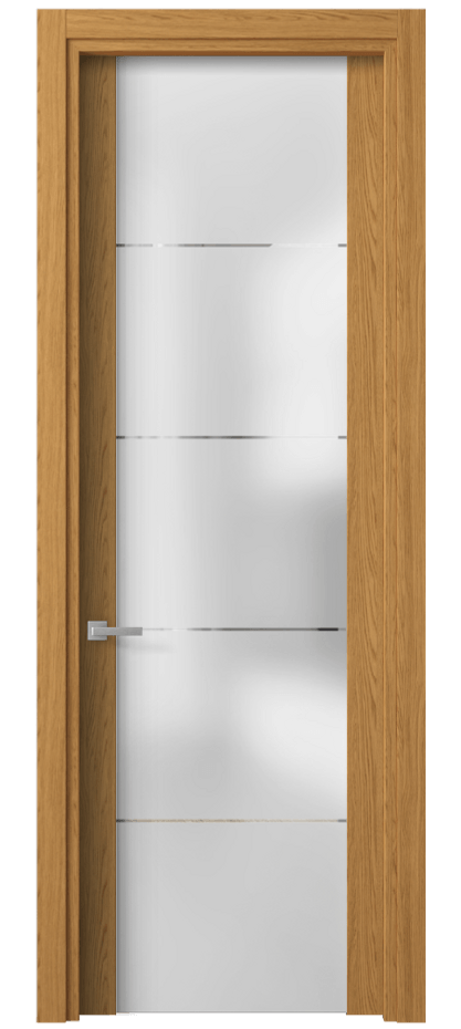 Межкомнатная дверь Planum 4114 Ванильный дуб Сатинированное стекло с гравировкой «КВАДРО», триплекс Цена 32639 ₽ | Volhovec