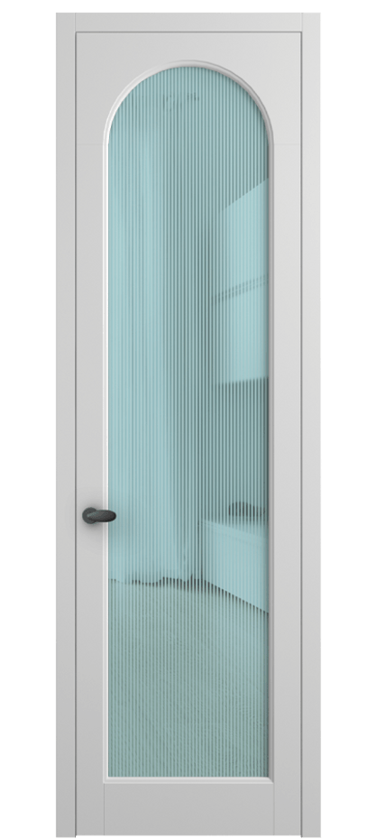 Межкомнатная дверь Палаццо 6804 Матовый белоснежный Рифлёное голубое стекло "Дюна", триплекс Цена 103029 ₽ | Volhovec