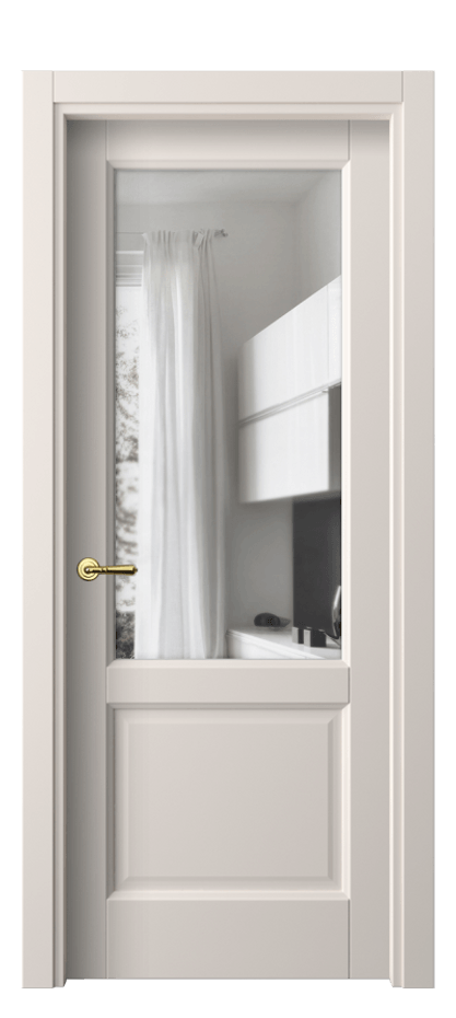 Межкомнатная дверь Галант 1422 ПЭТ тёплый-белый Прозрачное стекло Цена 33699 ₽ | Volhovec