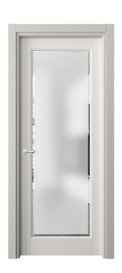 Межкомнатная дверь Тоскана Элегантэ 6300 Бук пудровый белый Сатинированное стекло с фацетом Цена 96599 ₽ | Volhovec