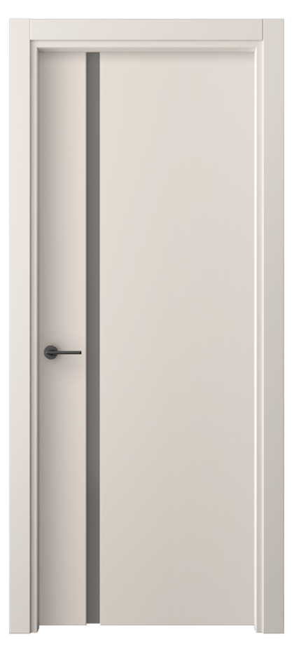 Межкомнатная дверь Freedom 4222 ПЭТ пудровый бежевый Сатинированное серое стекло, триплекс, 8 мм Цена 28879 ₽ | Volhovec