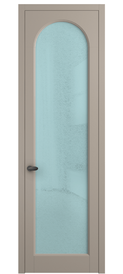 Межкомнатная дверь Палаццо 6804 Матовый бисквитный Фактурное голубое стекло "Лёд", триплекс Цена 103029 ₽ | Volhovec