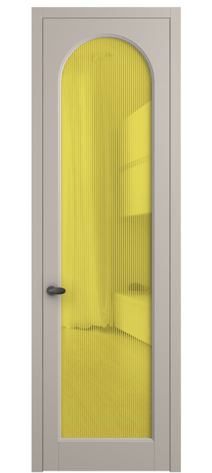 Межкомнатная дверь Палаццо 6804 Матовый светло-бежевый Рифлёное желтое стекло "Дюна", триплекс Цена 103029 ₽ | Volhovec
