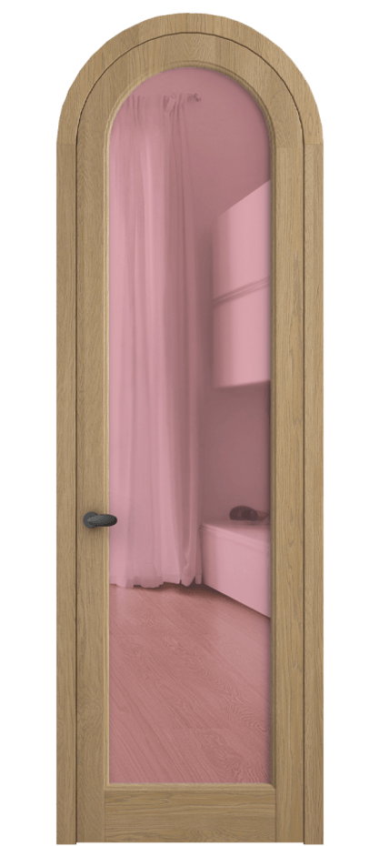 Межкомнатная дверь Palazzo 6814 Дуб соломенный матовый Прозрачное розовое стекло, триплекс Цена 206349 ₽ | Volhovec