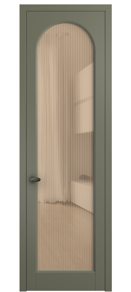 Межкомнатная дверь Палаццо 6804 Матовый оливковый тёмный Рифлёное оранжевое стекло "Moru", триплекс Цена 105029 ₽ | Volhovec