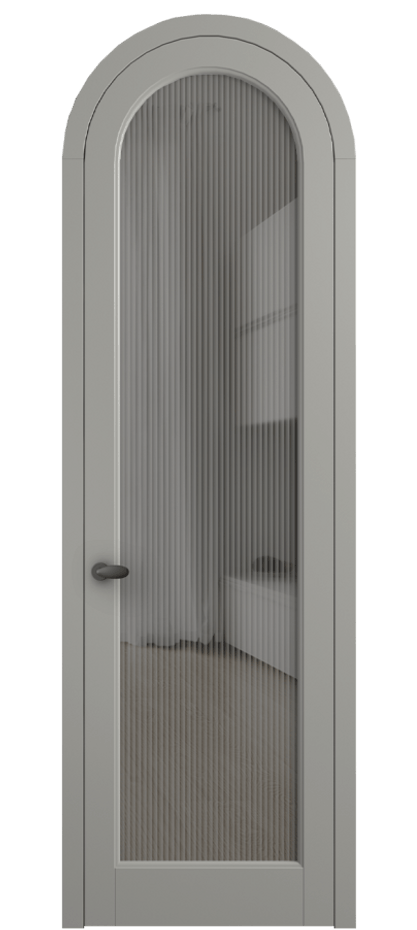 Межкомнатная дверь Palazzo 6814 Матовый нейтральный серый Рифлёное серое стекло "Moru", триплекс Цена 133159 ₽ | Volhovec