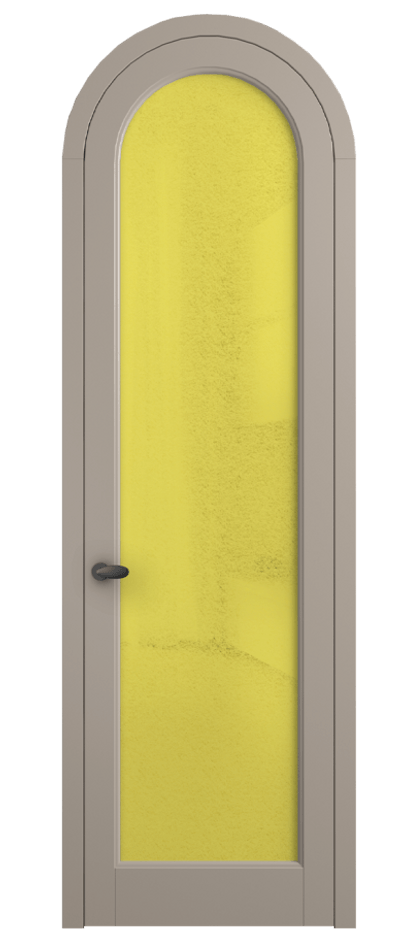Межкомнатная дверь Палаццо 6814 Матовый бисквитный Фактурное жёлтое стекло "Лёд", триплекс Цена 131159 ₽ | Volhovec