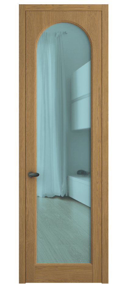 Межкомнатная дверь Palazzo 6804 Дуб солнечный матовый Прозрачное голубое стекло, триплекс Цена 148229 ₽ | Volhovec