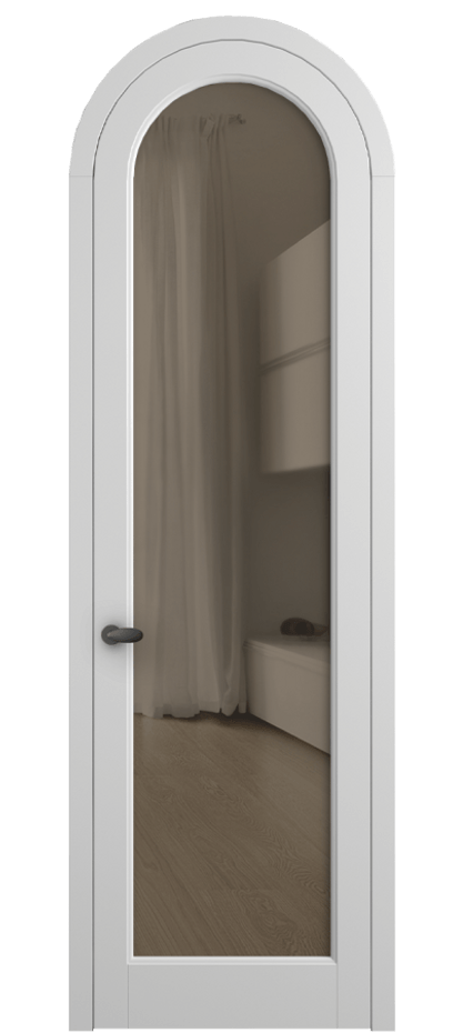 Межкомнатная дверь Палаццо 6814 Матовый белоснежный Прозрачное бронзовое стекло, триплекс Цена 125159 ₽ | Volhovec