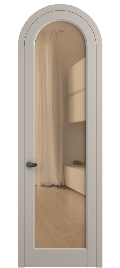 Межкомнатная дверь Palazzo 6814 Матовый светло-бежевый Прозрачное оранжевое стекло, триплекс Цена 125159 ₽ | Volhovec