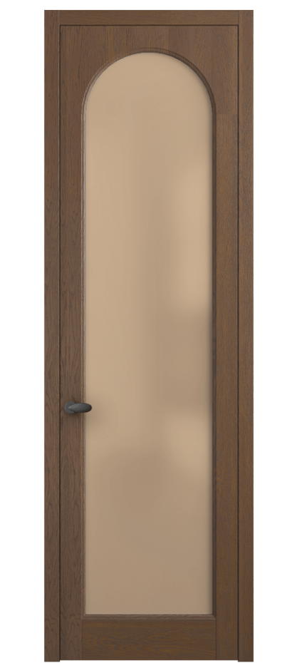 Межкомнатная дверь Palazzo 6804 Дуб каштановый матовый Сатинированное оранжевое стекло, триплекс Цена 148229 ₽ | Volhovec