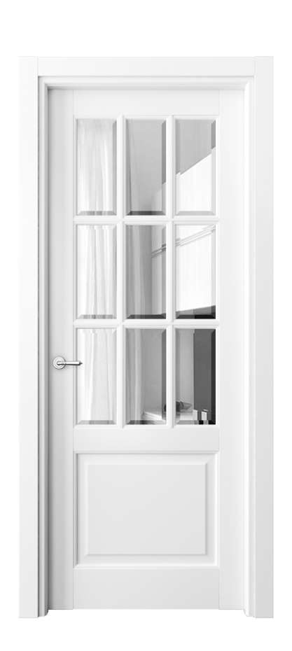 Межкомнатная дверь Тоскана Грильято 6312 Матовый белоснежный Прозрачное стекло с фацетом Цена 116899 ₽ | Volhovec
