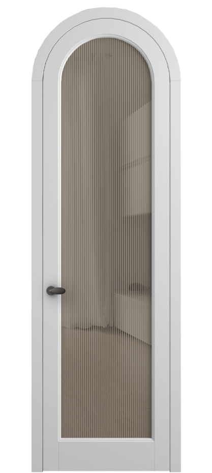 Межкомнатная дверь Палаццо 6814 Матовый белоснежный Рифлёное бронзовое стекло "Дюна", триплекс Цена 131159 ₽ | Volhovec