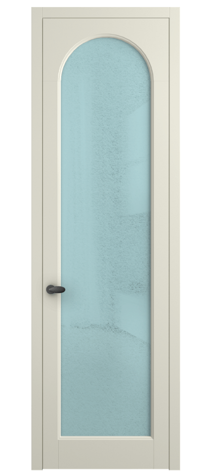 Межкомнатная дверь Палаццо 6804 Матовый молочно-белый Фактурное голубое стекло "Лёд", триплекс Цена 103029 ₽ | Volhovec