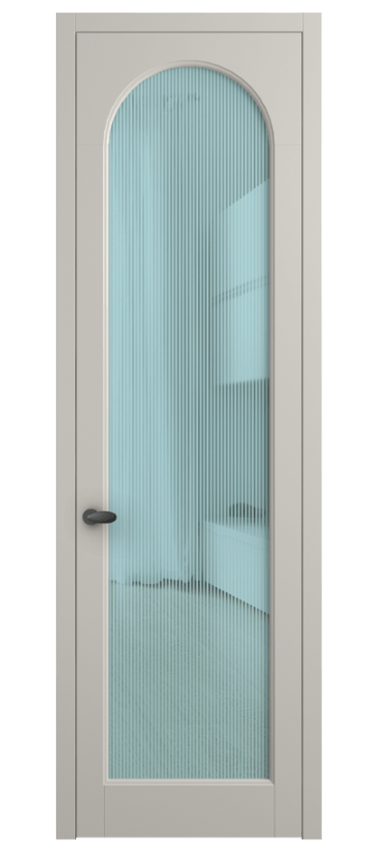 Межкомнатная дверь Палаццо 6804 Матовый облачно-серый Рифлёное голубое стекло "Дюна", триплекс Цена 103029 ₽ | Volhovec